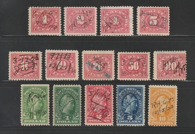 1917 Documentary Stamps, Used, Manuscript Cancels, 14 Different Stamps - Image 1 of 2