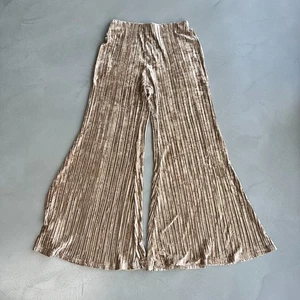 Free People Star Sign Velvet Pull-On Flared Trousers. Gold/Beige. Small. RRP £88 - Picture 1 of 7