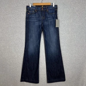 7 For All Mankind Dark Wash Dojo Wide Flare Leg Low Rise Denim Jeans Size 28 - Picture 1 of 10