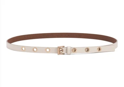 Cinturón para mujer ALLSAINTS de cuero con ojales texturizados blanco talla grande 0,75 pulgadas de ancho $69 Foto 1 de 4