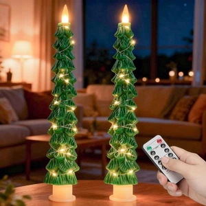 Pack de 2 velas LED sin llama para árbol de Navidad con cadena de luces, 3D realista... - Imagen 1 de 8