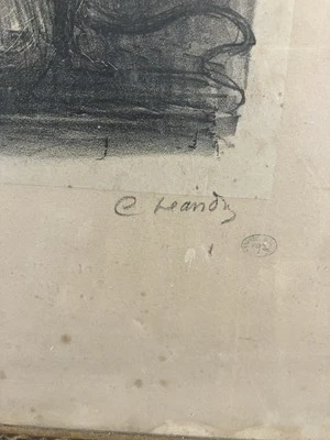 Charles Leandre (1862-1934) Lithography La Femme Au Monkey Elegant Belle Time - Bild 1 von 4