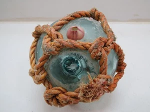 Authentic 4 inch Japanese Netted Glass Float Ball Buoy Tiki Bar (F1.5B2362) - Picture 1 of 5