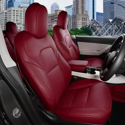 Fit Tesla Model 3 Car Seat Cover, Nappa Faux Leather Seats Protector, OEM Des... - Image 1 of 4