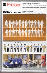 Preiser Uniformed People Summer Dressed, Figures HO, 1/87, 24 Unpainted 16345 - Picture 1 of 2