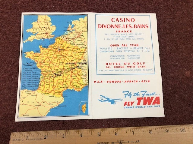 MAPA 1960 TWA CASINO FRANCIA - MAPA DIVONNE-LES BAINS O PARÍS ASPECTO A TODO COLOR -109 Foto 1 de 3