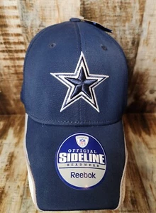 DALLAS COWBOYS NFL EMS REEBOK FLEX-FIT SIDELINE BLUE WHITE CAP HAT NEW ADULT S M - Picture 1 of 7