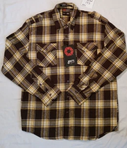 South Pole Cotton Button Down Plaid Shirt XXL Brown Gold Hexagon Product LS - Picture 1 of 22