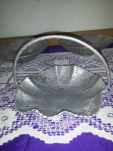 HAND WROUGHT ALUMINUM BASKET CANDY DISH #1702 BY: FARBER & SHLEVIN INC.NEAR MINT - Picture 1 of 5