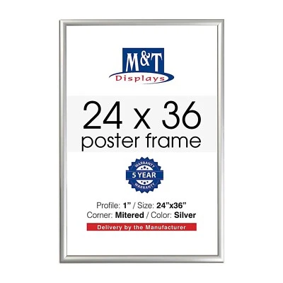 24x36 Snap Poster Frame Silver Aluminum Wall Mounting Photo Picture Sign Holder - Image 1 of 4