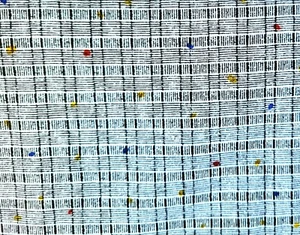 OOP STOFFFINDER schwarz + weiße Linien mit Farbpunkten überdruckt BTHY - Bild 1 von 2
