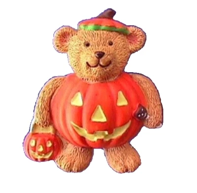 Avon PIN Halloween Vintage BEAR JOL PUMPKIN COSTUME 1999 Holiday Brooch Jewelry - Image 1 of 2