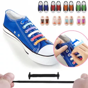 UK Easy No Tie Elastic Shoe Lace 100% Silicone Trainers Shoes Shoelaces - Picture 1 of 13