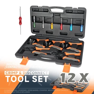 12pcs Closed Barrel Crimp Tool Kit Deutsh Connector Kit for Deutsh Dt Connectors - Picture 1 of 10