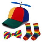 Boys Girls Carnival Propeller Baseball Caps with Bow Tie+Sock for Taking Photos