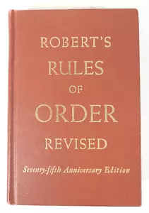 Roberts Rules of Order Revised 75th Anniversary Edition 1951 Parliament Law Book - Foto 1 di 9
