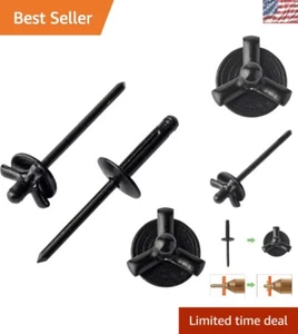 Premium Black Aluminum Tri-Fold Rivets Set - 50pcs, 3/16" x 1" for Versatile Use - Picture 1 of 6