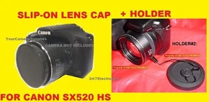 FRONT SLIP-ON LENS CAP TO CAMERA CANON POWERSHOT SX520 HS SX520HS SX 520+HOLDER - Picture 1 of 8