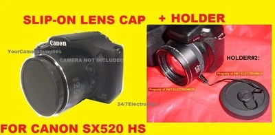 FRONT SLIP-ON LENS CAP TO CAMERA CANON POWERSHOT SX520 HS SX520HS SX 520+HOLDER - Image 1 of 4