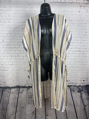 Xhilaration Cardigan Duster Small Women's Striped Beige Blue Open Front (A15) - Изображение 1 из 4