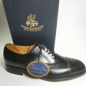 ~ Vintage ~ WM Loake & Sons ~ Semi Brogue Oxford Schuhe ~ Größe 8,5 Oban schwarz ~ - Bild 1 von 21