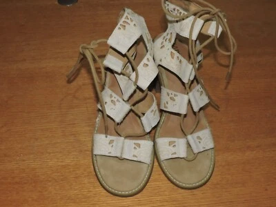 Faryl Robin Brand Beige Lace Up Ankle/gladiator Sandal 3.75"Block Heels  SZ 8.5M - Image 1 of 4