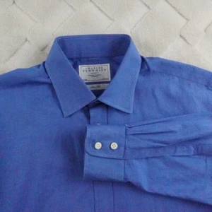 Charles Tyrwhitt Slim Fit Dress Shirt Mens 16.5/33 Solid Blue Formal Preppy - Picture 1 of 10