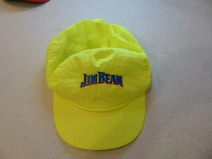Jim Bean Neon Yellow Nylon Snapback Hat Vtg - Picture 1 of 7