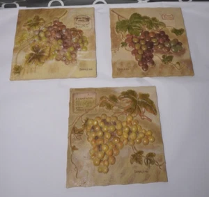 Set of 3 Danhui Nai Champagne & Bordeaux 3D Resin Wall Hanging Plaques Signed - Picture 1 of 14