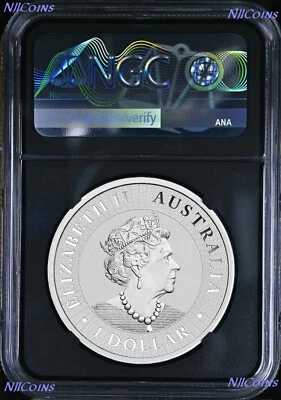 2022 effigy of Queen Elizabeth II Silver 1oz Kangaroo Coin NGC MS69 $1 Blk - Image 1 of 2