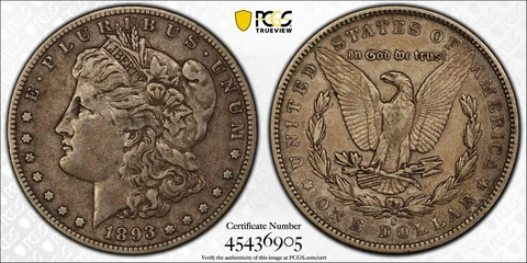 1893-S Morgan Silver Dollar - PCGS VF 35 - EXTREMELY RARE Cover