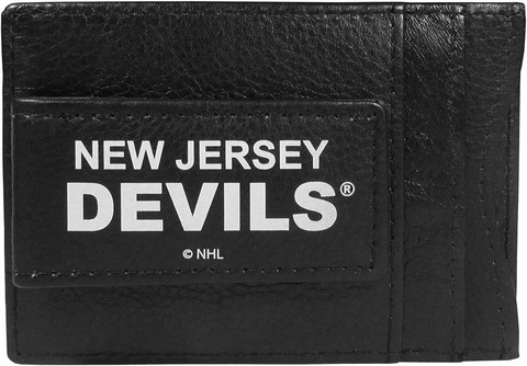 New Jersey Devils Premium Black Leather Money Clip Front Pocket Wallet Hockey Cover