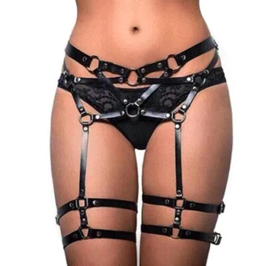 Body Strap Taille Kette Körperkette Geschirr Kunstleder Strumpfgürtel Hosenträge - Bild 1 von 7