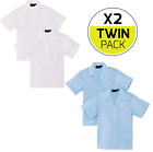 TWIN PACK Girls/Ladies School Uniform Blouse Revere Collar Shirt Short Sleeve