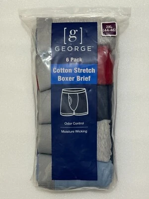 Paquete de 6 calzoncillos boxer George 2XL 44-46 para hombre control regular de olores en las piernas Foto 1 de 4