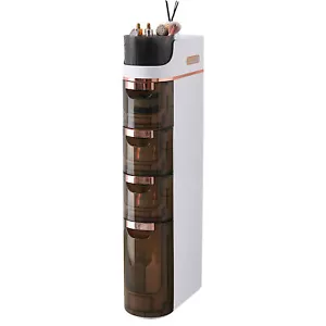 4 Tiers Slim Bathroom Storage Cabinet Narrow Organizer with Toilet Paper Holder - Picture 1 of 11