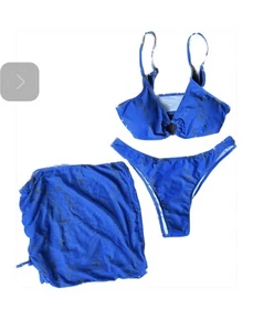 Bikini para mujer de 3 piezas natación sin marca talla M azul nuevo sin etiquetas. - Imagen 1 de 3