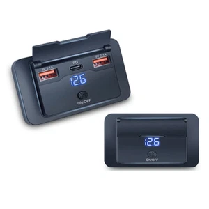 NEW 12V RV USB Outlet Panel Fast Charge Socket With Switch & LED Voltmeter For - Picture 1 of 5
