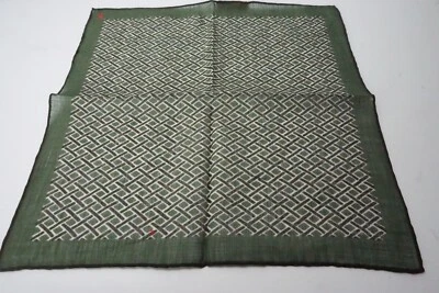 Cuadrado de bolsillo Isaia verde esmeralda tejido a cuadros enrollado a mano mezcla de lino Italia nuevo Foto 1 de 3