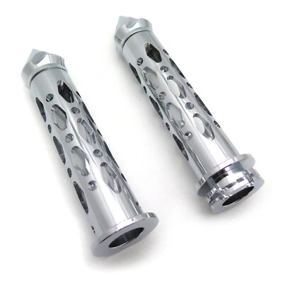 Empuñaduras de extremos de barra de clavos cromadas hechas por CNC de 7/8" 22 mm para Kawasaki Ninja 250 500 ZX6 ZX Foto 1 de 4