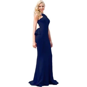 $500 NWT NAVY BLUE RUFFLE JOVANI PROM/PAGEANT/FORMAL DRESS/GOWN #21899 SIZE 8 - Picture 1 of 12