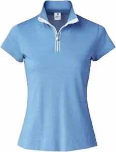 Daily Sports Golf Kim Polo Shirt Pacific Blue/White Zip Neck Cap Sleeve S - XL - Picture 1 of 3