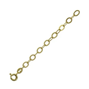 Gold Tone over 925 Silver Flat Oval Link Extender for Pendants Necklaces, 5.5" - Picture 1 of 2