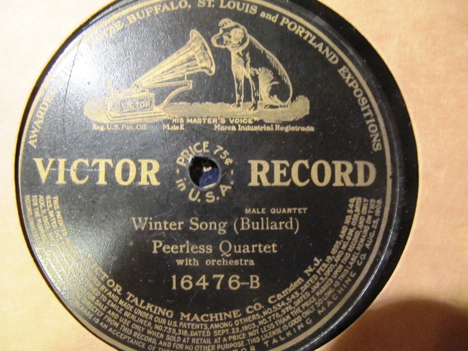 1910 DARTMOUTH COLLEGE Bullard Hanover Winter Song Peerless Quartet VIC 16476 Foto 1 de 2