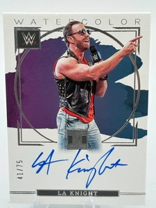 LA Knight Watercolors /75 Autogramm 2023 WWE Impeccable - Bild 1 von 2