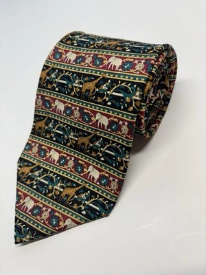 Pierre Cardin 领带动物印花丝绸领带美国制造 58 英寸 X 4 英寸 — 第 1/4 张图片