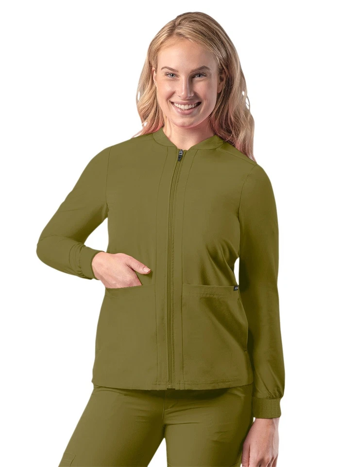 Adar Addition Scrubs For Women - Zippered Bomber Scrub Jacket - Image 1 of 4