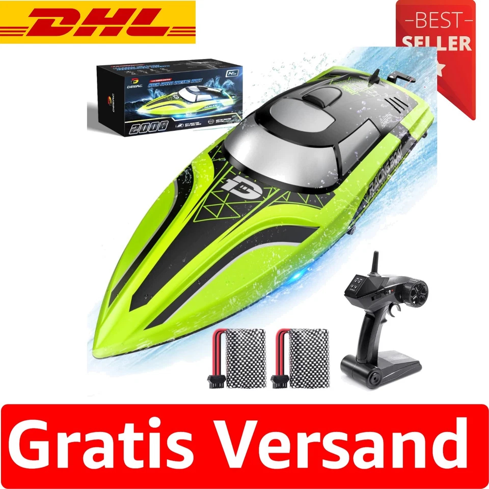Futuristisches RC Boot mit Autopilot-Modus & Selbstverwaltungsfunktion Grün - Bild 1 von 4