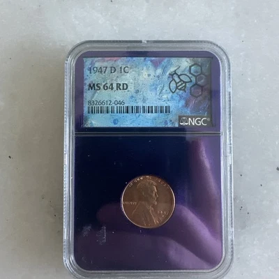 1947-D Lincoln Wheat Cent, NGC MS-64 RD  - Image 1 of 4