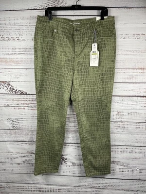 Calça Tommy Bahama Feminina 14 Verde Boracay Cintura Alta Tornozelo Estampa de Crocodilo - Imagem 1 de 4